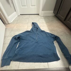 Women’s teal athletic quarter zip w hood- 90 degrees yoga